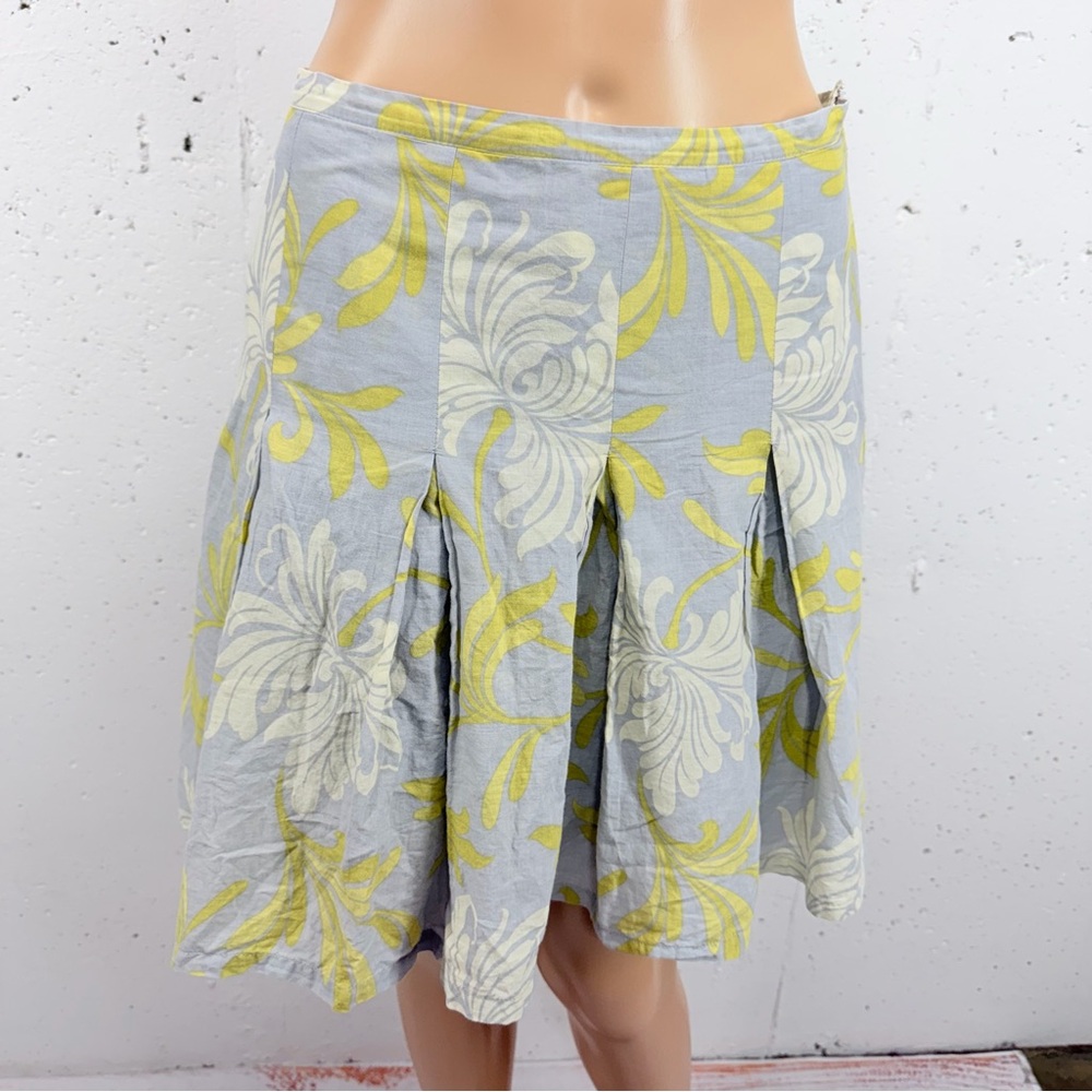 Sundance Size 4 Gray & Yellow Above Knee Pleated Lined Skirt